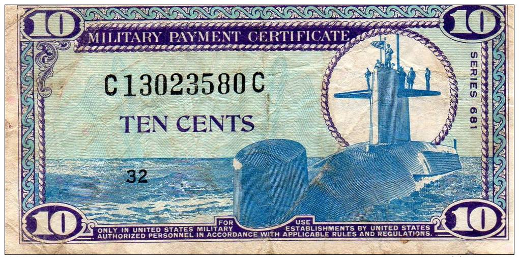USA : 10 Cts Mpc Serie 681 (vf) - 1969-1970 - Series 681