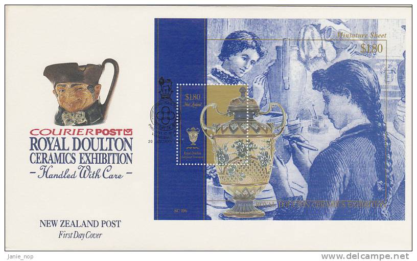 New Zealand 1993 Royal Doulton Ceramics Souvenir Sheet  FDC - FDC