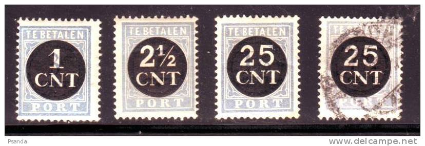 Netherlands  1923 Mino 61-63MH*, 64 Cancelled (o) - Postage Due