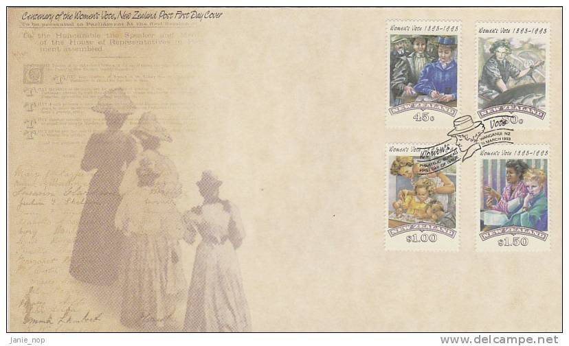 New Zealand 1993 Women's Vote Centenary FDC - FDC