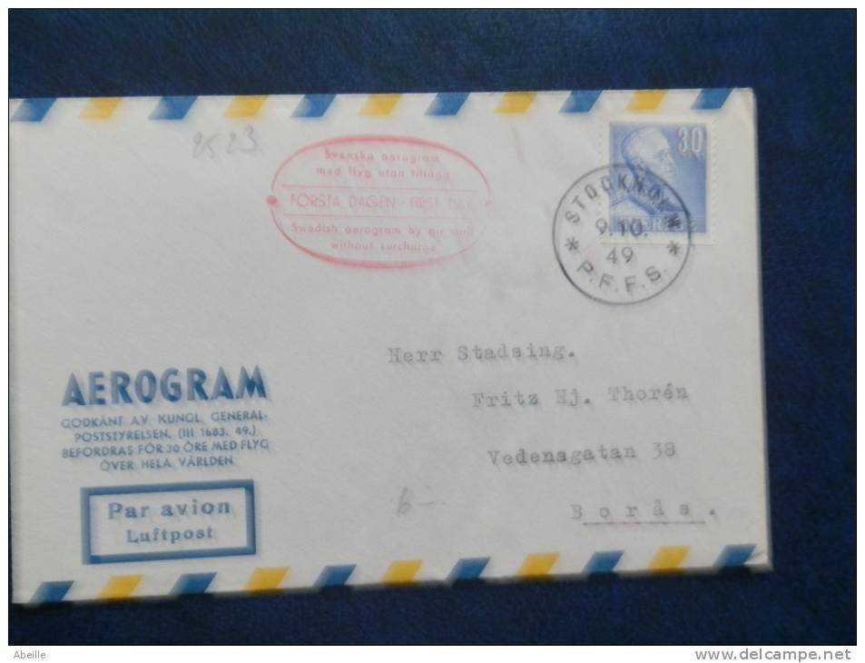 A2523    AEROGRAM  OBL. 1949  FDC - Enteros Postales