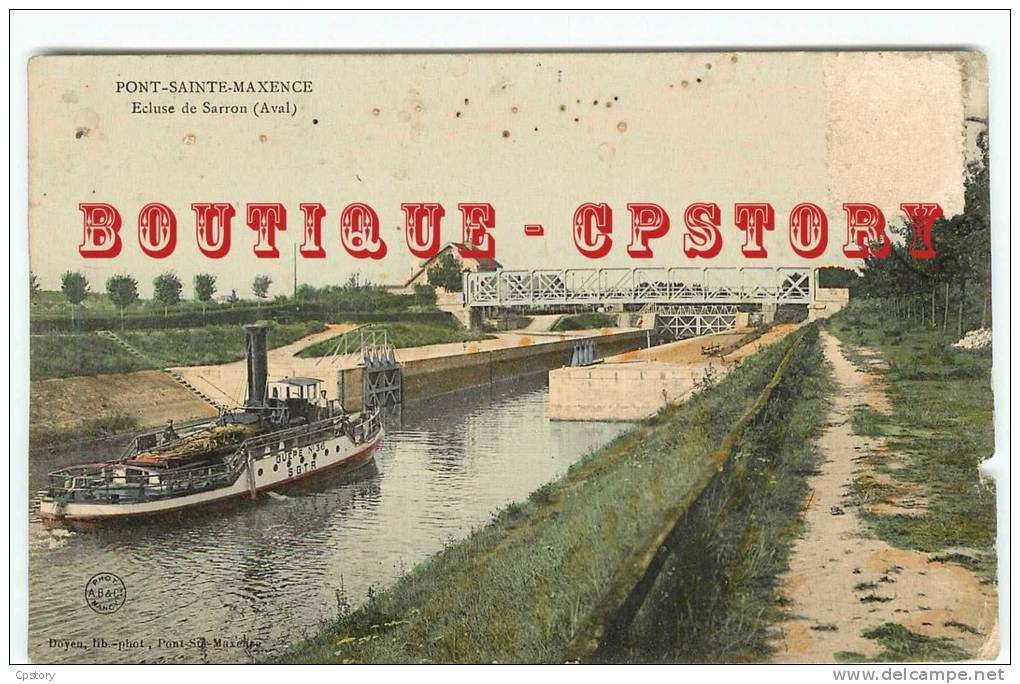 RARE - REMORQUEUR " Guepe N° 36 " < Ecluse De Sarron à Pont Sainte Maxence - Bateau Pour Péniche - Tugboat - Dos Scanné - Remorqueurs