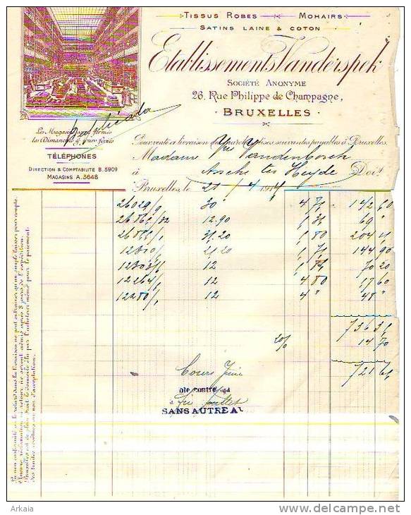 Bruxelles - 1914 - Etablissements Vanderspek - Draperies-nouveautés-tissus Robes - Kleidung & Textil