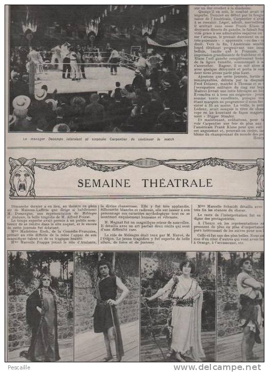 LE MONDE ILLUSTRE 29 06 1912 - SPORT AUTOMOBILE DIEPPE - FETE FLEURS - HIPPISME - LE BOURGET - PARIS BOULEVARDS - BOXE