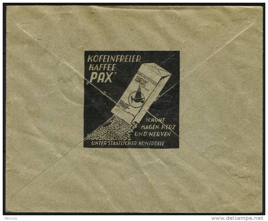 Enveloppe Commerciale Avec Publicité Kaffee PAX Au Verso - 2 Scans - 1940-1944 Occupation Allemande