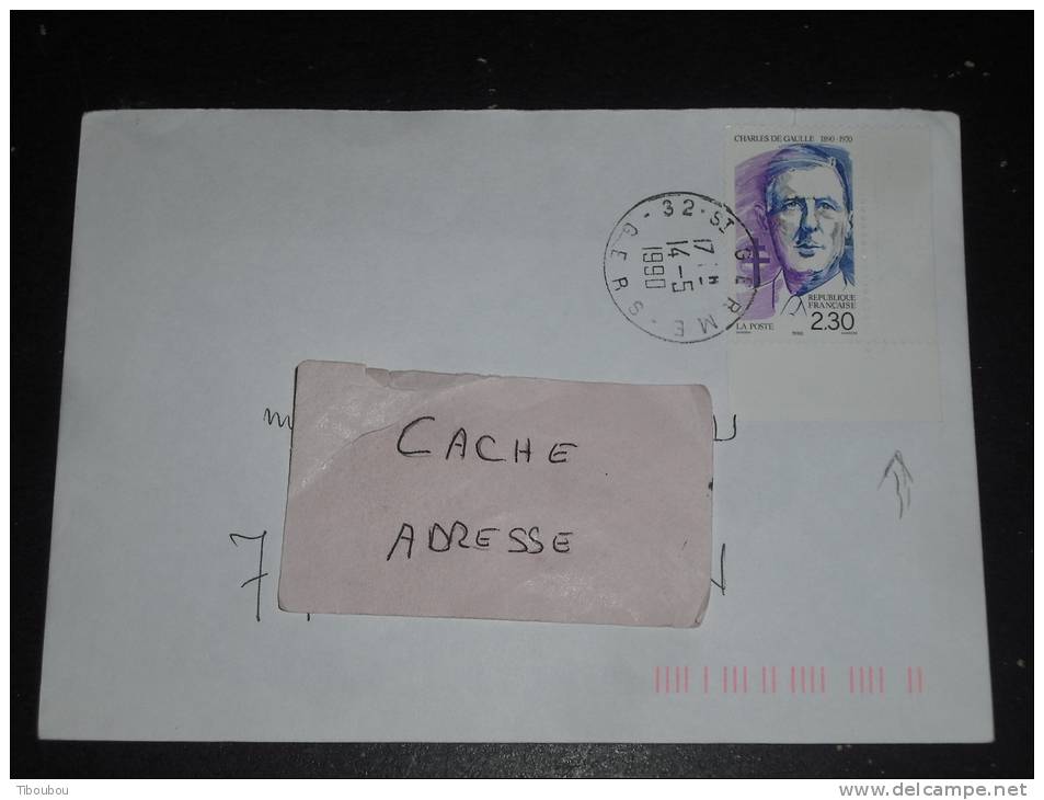 IMPRESSION DU TIMBRE DANS LA MARGE - SAINT GERME - GERS - CACHET ROND MANUEL SUR YT 2634 COIN DE FEUILLE - DE GAULLE - - Covers & Documents