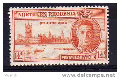 Northern Rhodesia - 1946 - 1½d Victory Issue (Perf 13½) - MH - Northern Rhodesia (...-1963)