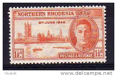 Northern Rhodesia - 1946 - 1½d Victory Issue (Perf 13½) - MH - Rhodésie Du Nord (...-1963)