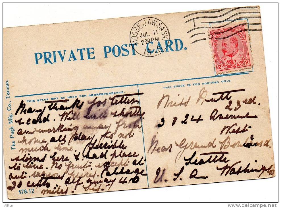 Moose Jaw Sask 1910 Postcard - Autres & Non Classés
