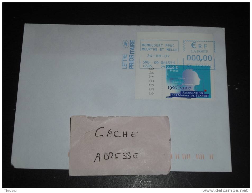 EMA HOMECOURT PPDC - MEURTHE ET MOSELLE - SUR YT 4077 ASSOCIATION MAIRES DE FRANCE  COIN DE FEUILLE - - Storia Postale