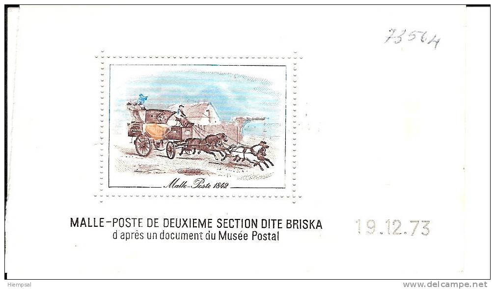 TRANSPORT Vignette De La Malle-Poste 2° Section Dite Briska . - Blocks Und Markenheftchen