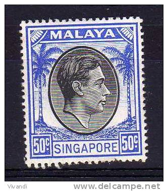 Singapore - 1950 - 50 Cents Definitive (Perf 17½ X 18) - MH - Singapore (...-1959)