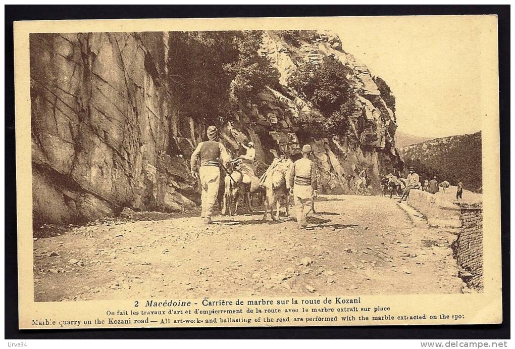 CPA  ANCIENNE- MACÉDOINE- CAMPAGNE ORIENT 1922-23- CARRIERE DE MARBRE ROUTE DE KOZANI-  BELLE ANIMATION GROS PLAN - Nordmazedonien