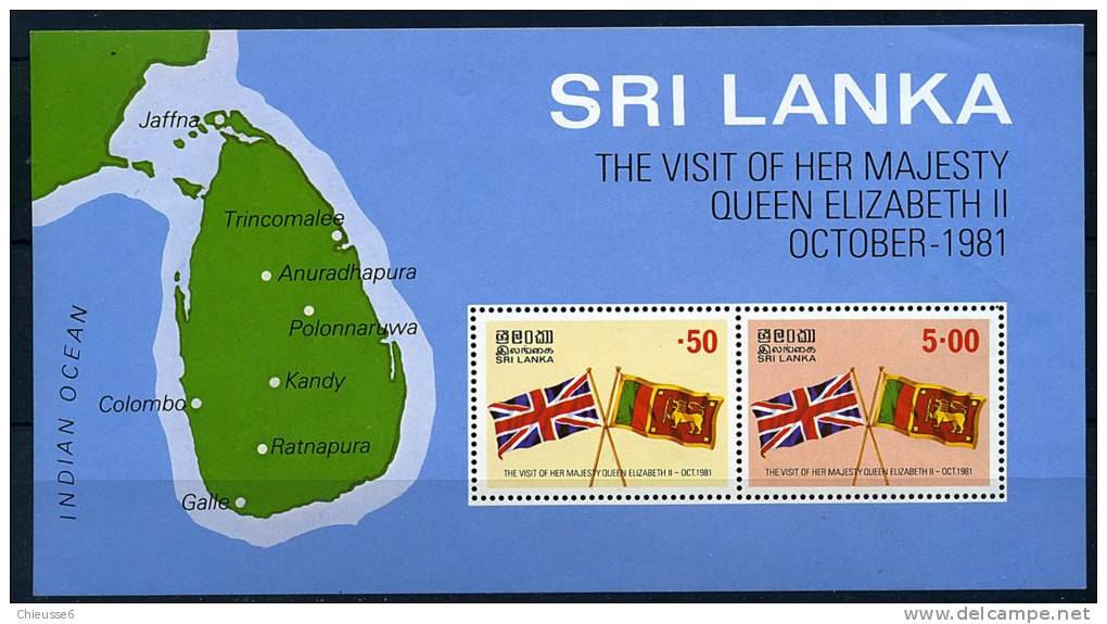 Sri Lanka ** Bloc N° 15 - Visite De La Reine D'Angleterre - Sri Lanka (Ceylan) (1948-...)