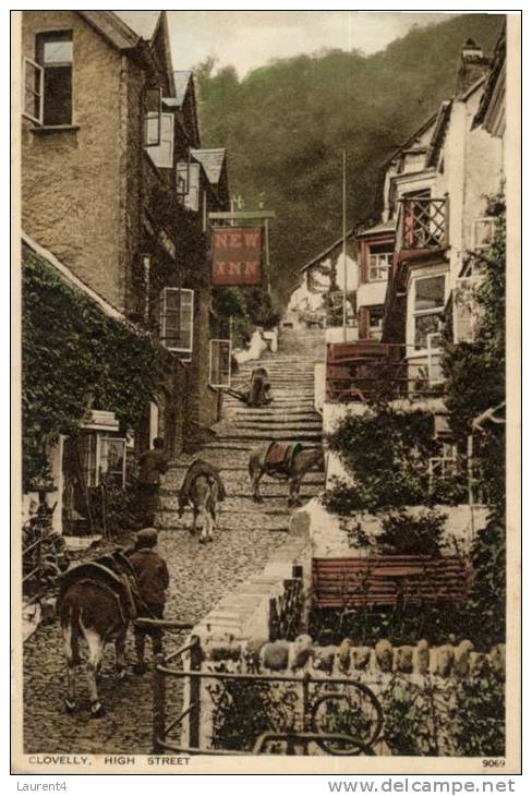 (369) Very Old Postcard - Carte Ancienne - UK - Clevelly With Donkeys - Clovelly