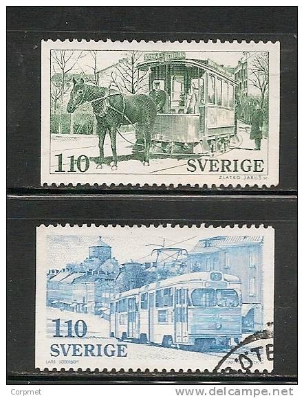 SWEDEN - 1977  - TRANSPORTATION - TRAMS - TRANWAYS - TRANVIAS - Yvert # 980/1 - USED - Oblitérés