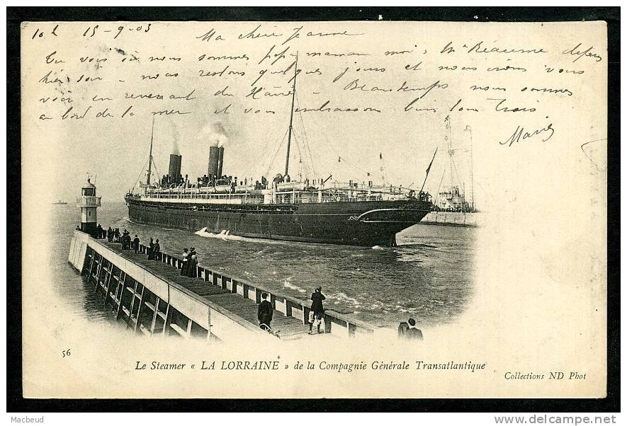 PAQUEBOTS : Le Steamer " LA LORRAINE " De La Cie Générale Transatlantique - CARTE PRÉCURSEUR  DE 1905 - Piroscafi