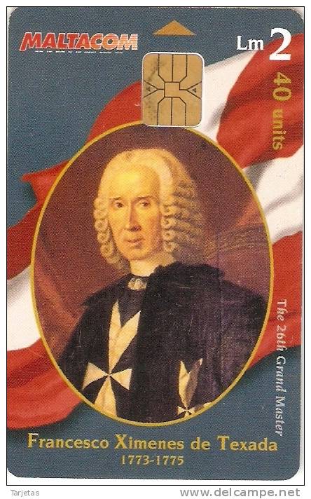 Nº131  TARJETA DE MALTA DE GRAND MASTER  FRANCESCO XIMENES DE TEXADA - Malta