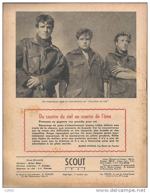 Revue Scout Avril 1947 Parachutiste Illustré Par Joubert Propre 27x21cm  Baden PowelPostage Inclus Pour France Métropole - French