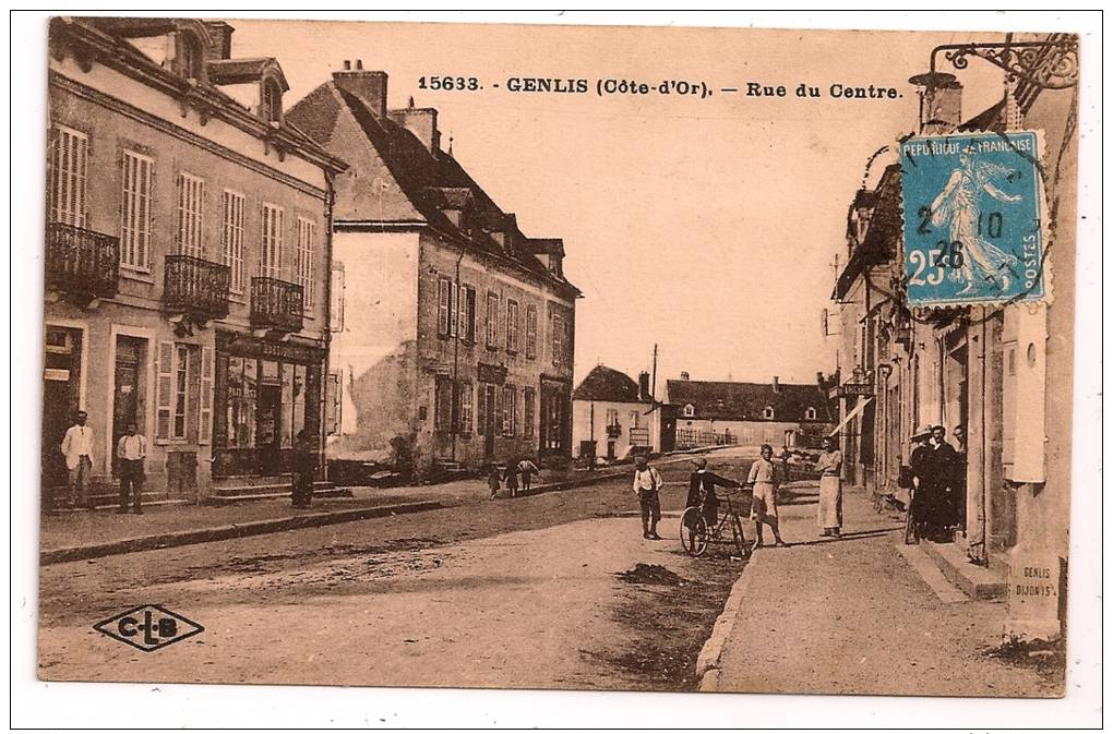 GENLIS  (Côte-d´Or) - Rue Du Centre - Animée - 2 Scans - Borne Michelin - - Autres & Non Classés