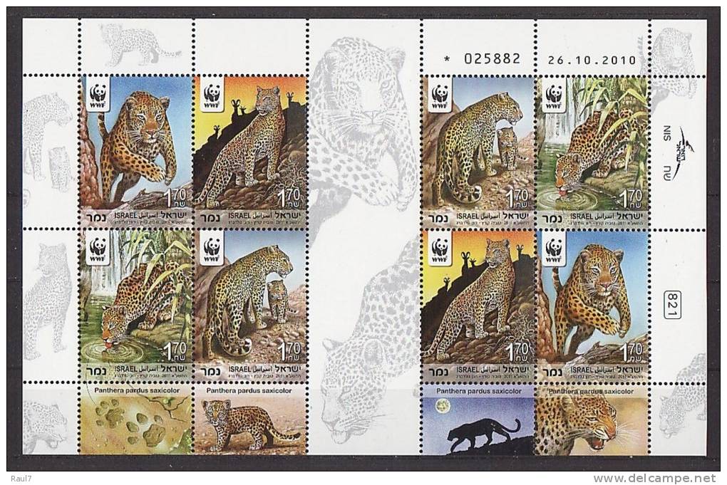 ISRAEL 2011 - Leopard  - Feuillet De 2 Séries Neuf*** (MNH SET) Magnifique Série - Unused Stamps