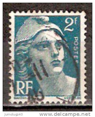 Timbre France Y&T N° 713 (02) Obl.  Marianne De Gandon.  2 F. Vert. Cote 0,15 € - 1945-54 Marianne Of Gandon