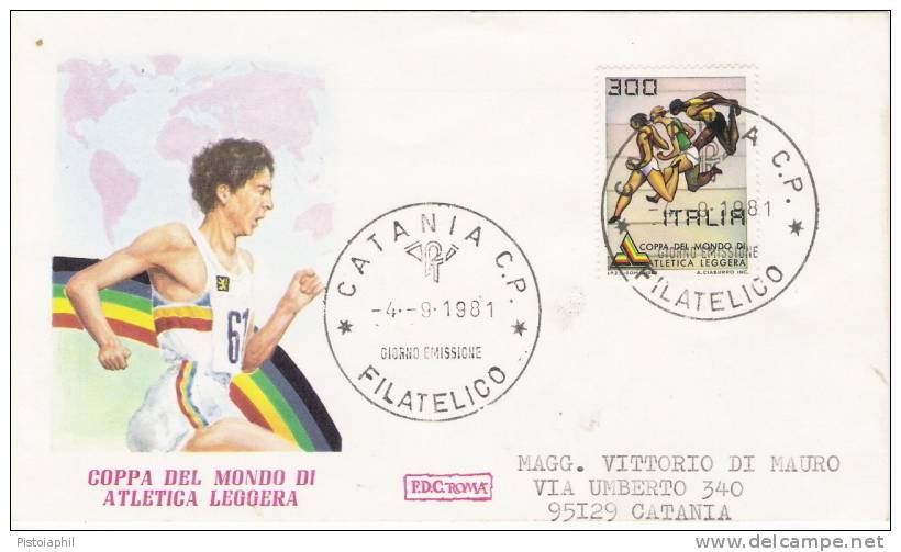 Fdc Roma: COPPA DEL MONDO DI ATLETICA  1981;viaggiata;  AF_Catania - FDC