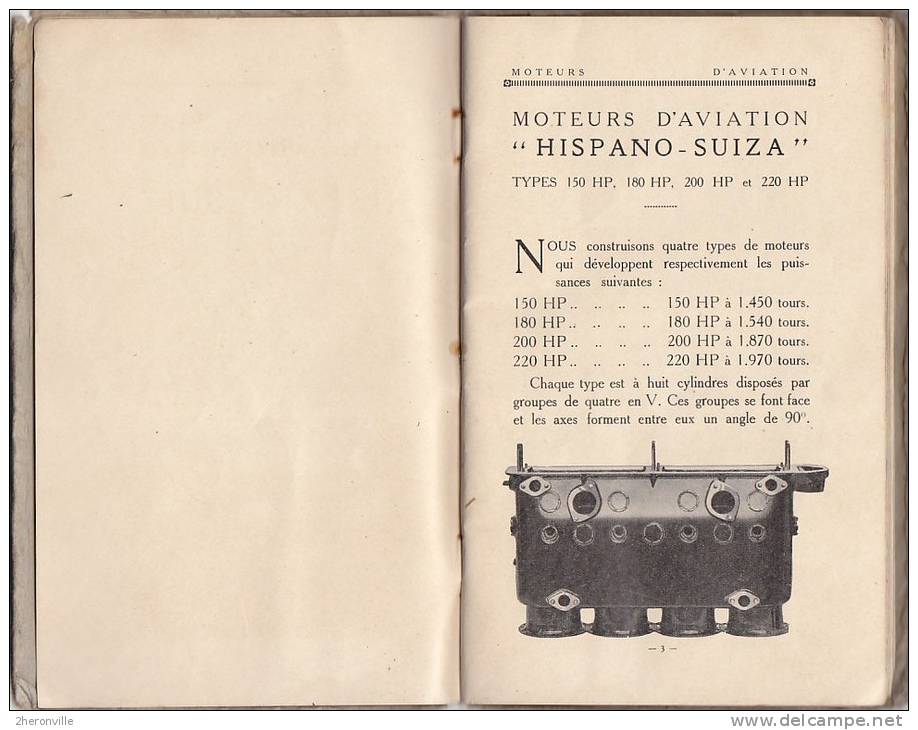 Moteurs  D\´aviation   HISPANO SUIZA -  Livret  Description  Fonctionnement  Réglage  Entretien  - Brevets  BIRKIGT - Fliegerei