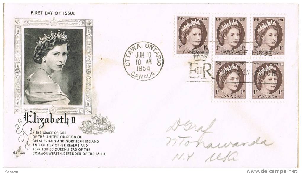 0686. Carta  F.D.C. OTAWA (Ontario) Canada 1954. Elisabeth II - Lettres & Documents