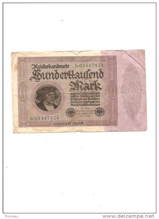 Billet Allemand 1923 100 000 Mark - 100000 Mark