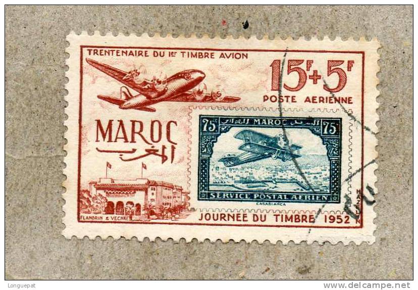 MAROC : Journée Du Timbre Et 30 Ans Du Timbre Marocain Du Timbre Aérien : Poste De Casablanca Et Reproduction Du N°4 - Aéreo