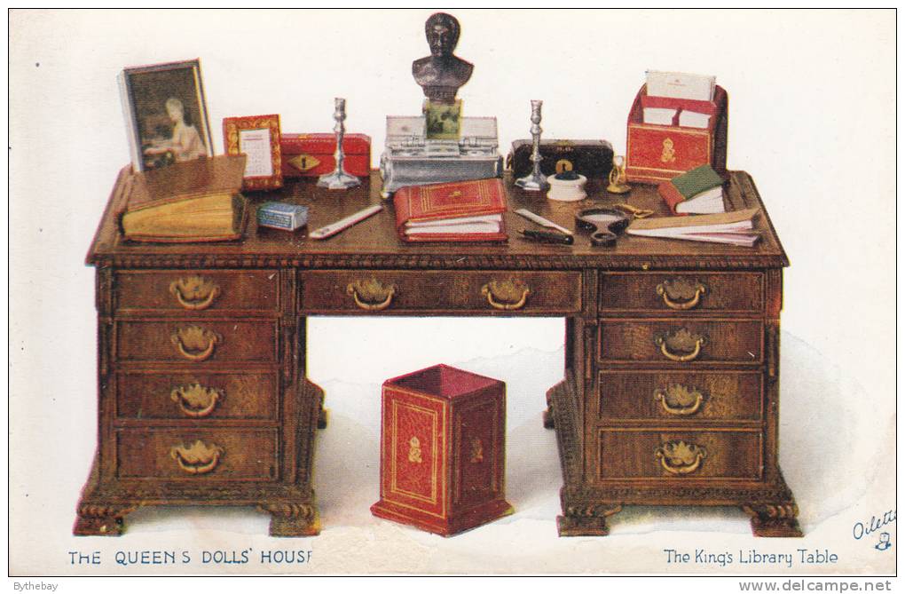 Tuck - The Queen´s Dolls´ House Series II Postcard No. 4501 - The King's Library Table - Tuck, Raphael