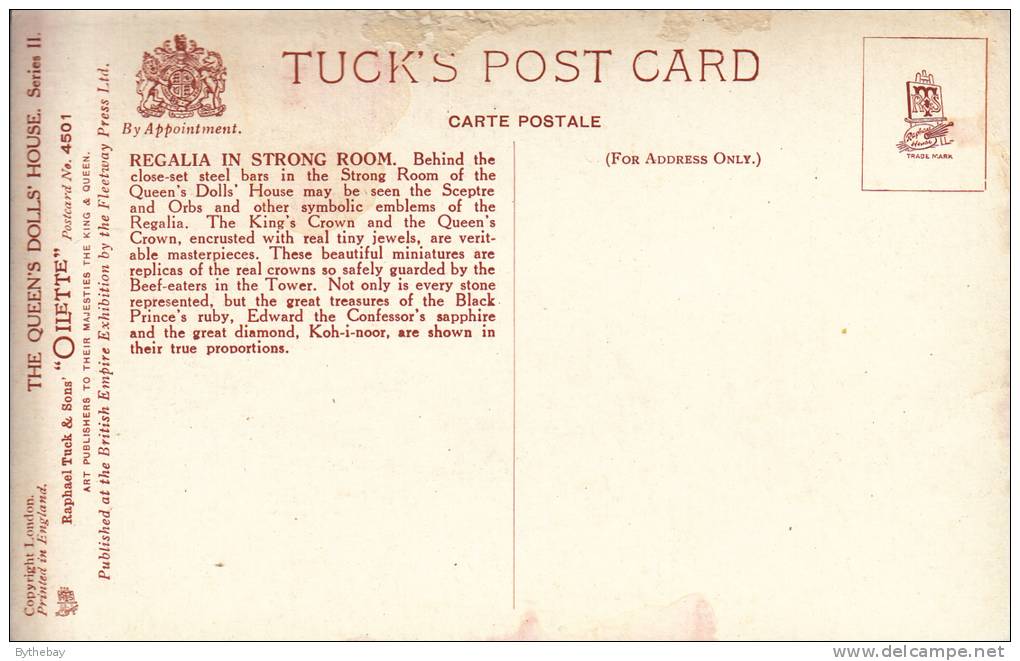 Tuck - The Queen´s Dolls´ House Series II Postcard No. 4501 - Regalia In Strong Room - Tuck, Raphael