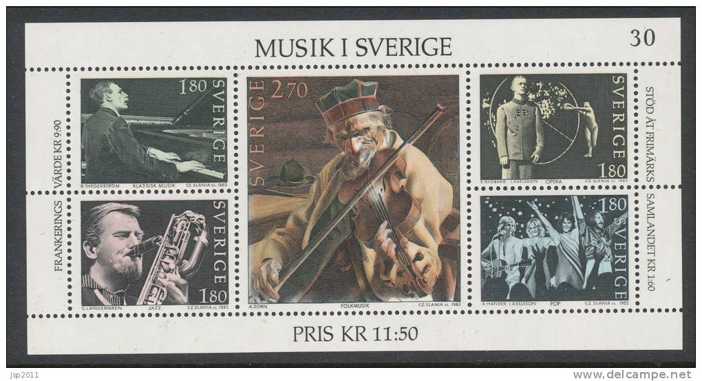 Sweden 1983 Facit # 1270-1274. Music In Sweden, See Scann, MNH (**) - Nuevos