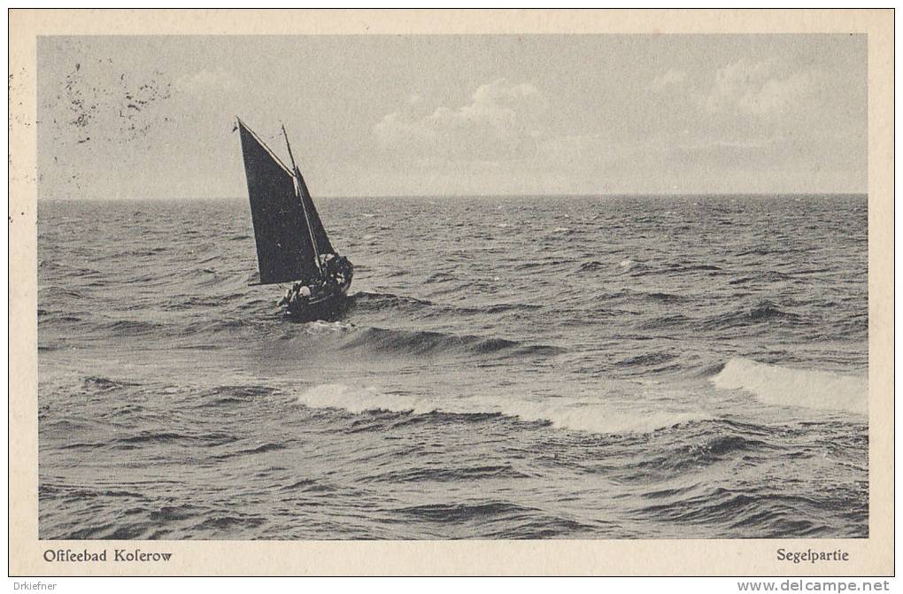 Segelboot Auf Ostsee Vor Ostseebad Koserow, Gestempelt: Koserow 21.8.1926 - Segelboote