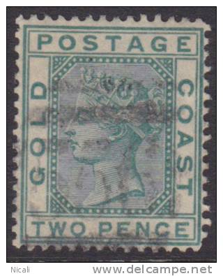 GOLD COAST 1876 2d Green QV SG 6 U XU174 - Gold Coast (...-1957)