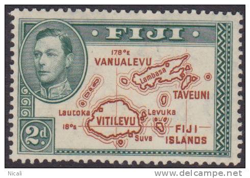 FIJI 1938 2d Map Die I SG 253 HM XU163 - Fidji (...-1970)