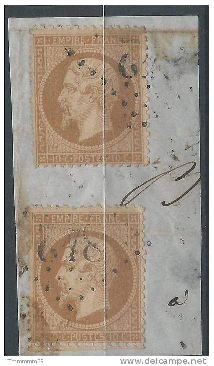 Lot N°21524   Variété/deux N°21/fragment, Oblit GC 842 CHALONS-S-SAONE(70), FRANL Au Lieu De FRANC Timbre Du Haut - 1862 Napoleon III