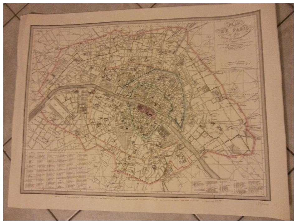 Lithographie Plan De Paris En 1839 - Le Tracé De Ses Anciennes Enceintes Par Ambroise Tardieu - Cartes Géographiques