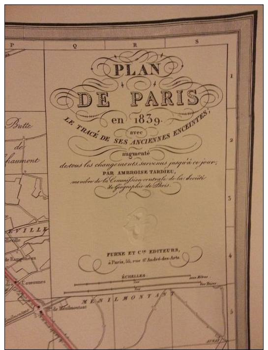 Lithographie Plan De Paris En 1839 - Le Tracé De Ses Anciennes Enceintes Par Ambroise Tardieu - Cartes Géographiques