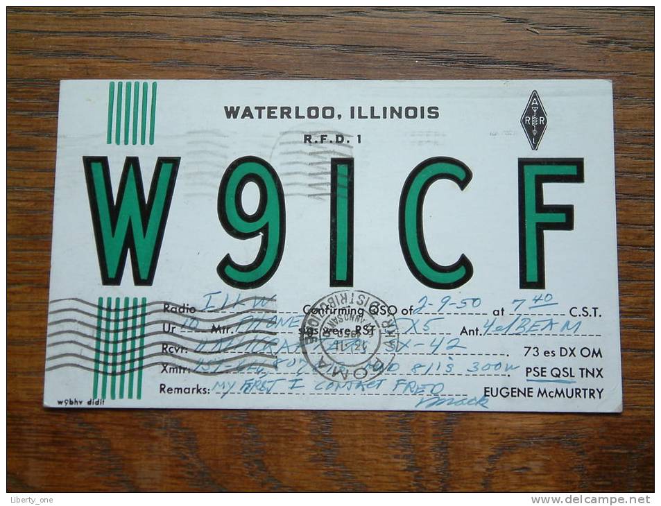 W9ICF Eugene McMurtry Waterloo Illinois ( U.S.A.) / Anno 1950 ( Zie Foto Voor Details ) - Radio Amateur