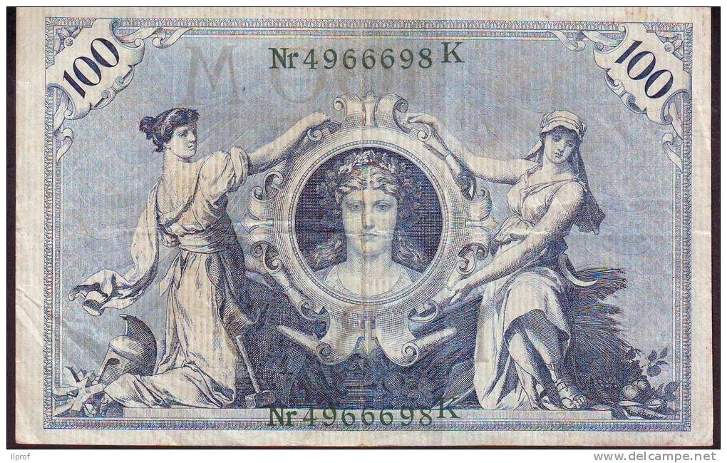 Germania Banconota 100 Mark Anno 1908 Circolata Serie K4966698 - 100 Mark