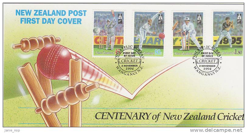 New Zealand 1994 Cricket Centenary FDC - FDC
