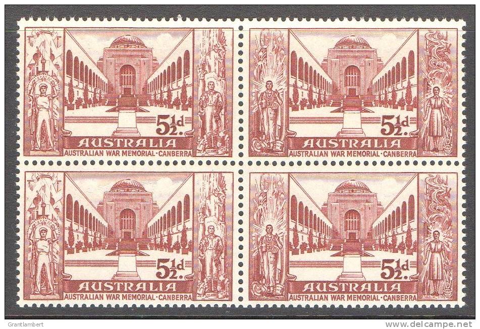 Australia 1958 War Memorial Canberra -  Asymmetric Pair As Block Of 4 MNH - Neufs