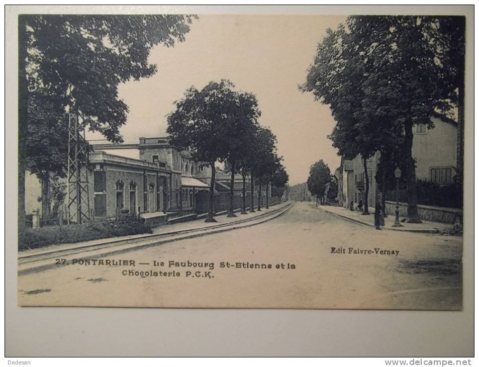 Cpa Pontarlier Le Faubourg St Etienne Et La Chocolaterie - Sépia Bleu Vue Rare Unique Sur Delcampe  - PA23 - Pontarlier