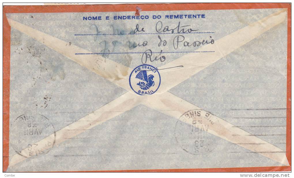 BRASIL, LETTRE COVER , 1938, VIA AEREA, RIO Pour FRANCE /1762 - Cartas & Documentos