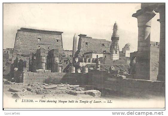 6. LUXOR. VIEW SHOWING MOSQUE BUILT IN TEMPLE OF LUXOR.  /  LL - Luxor