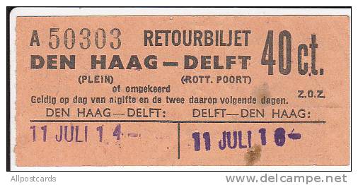 Vintage Tram Ticket 1914? Den Haag-Delft - Europe