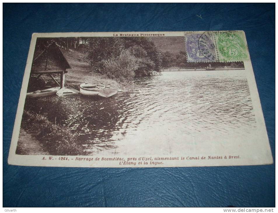 Barrage De Bosmeleac, Près D'Uzel - L'étang Et La Digue - Bateaux - Ed. A.W. 42654 - Circulée - L113A - Bosméléac