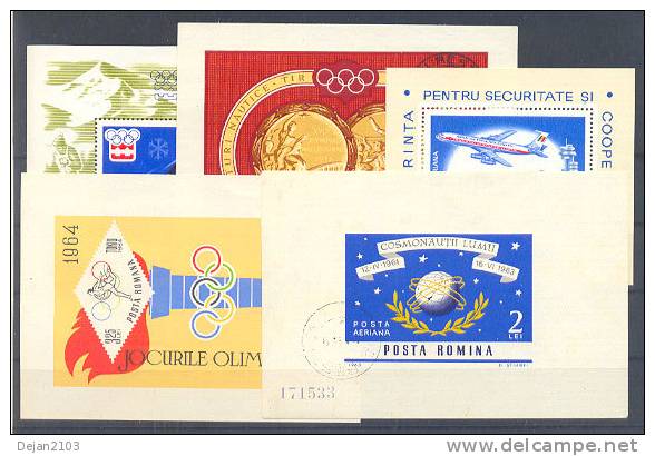 Romania 5 Mini Sheets Sport USED - Autres & Non Classés